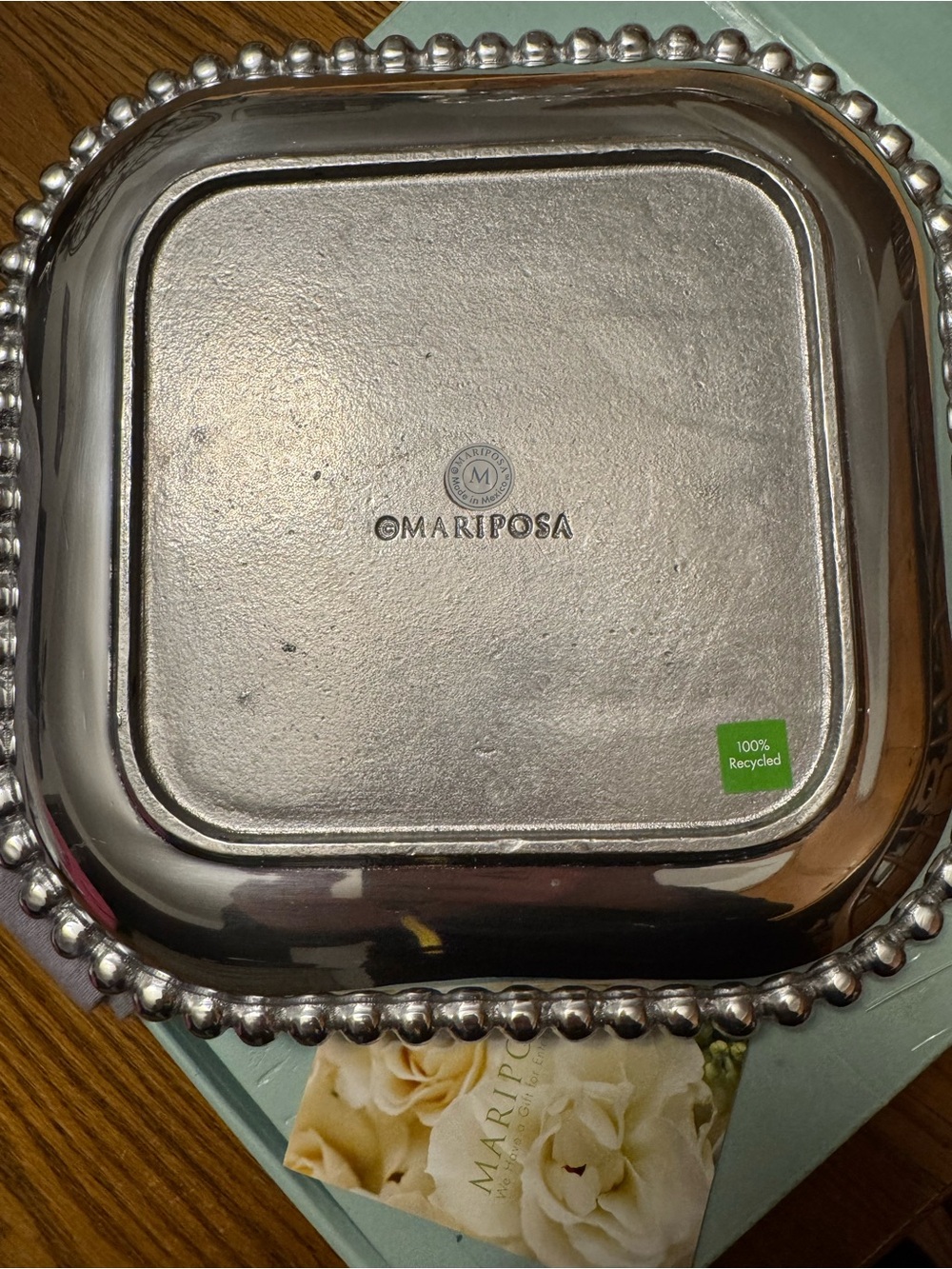 Mariposa NWT String of Pearls Square silver Platter - Picture 3 of 7